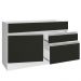 Balcão Gabinete de Pia Armário de Cozinha 120 cm 1 Porta 2 Gavetas Branco/Preto Glamy Madesa