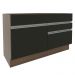 Balcão Gabinete de Pia Armário de Cozinha 120 cm 1 Porta 2 Gavetas Rustic/Preto Glamy Madesa