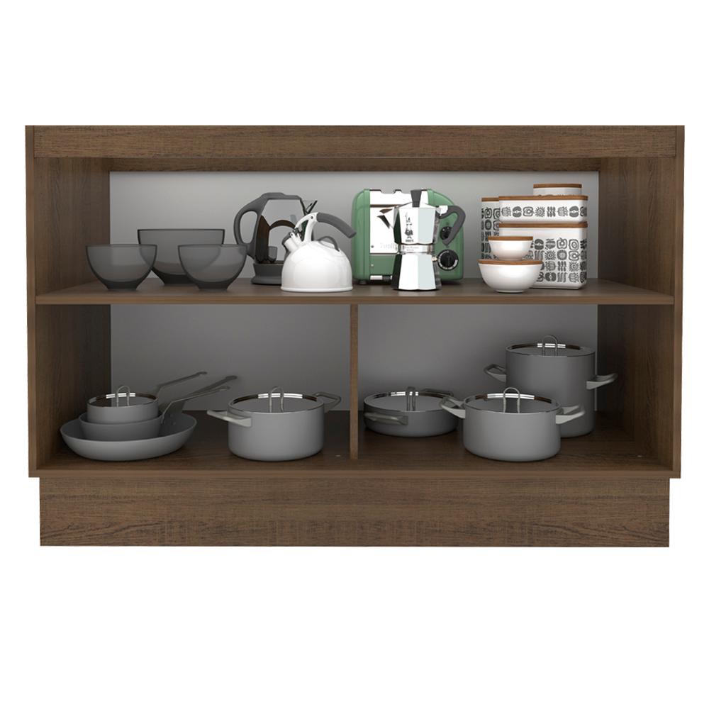 Balcão Gabinete de Pia Armário de Cozinha 120 cm 2 Portas Rustic/Preto Glamy Madesa