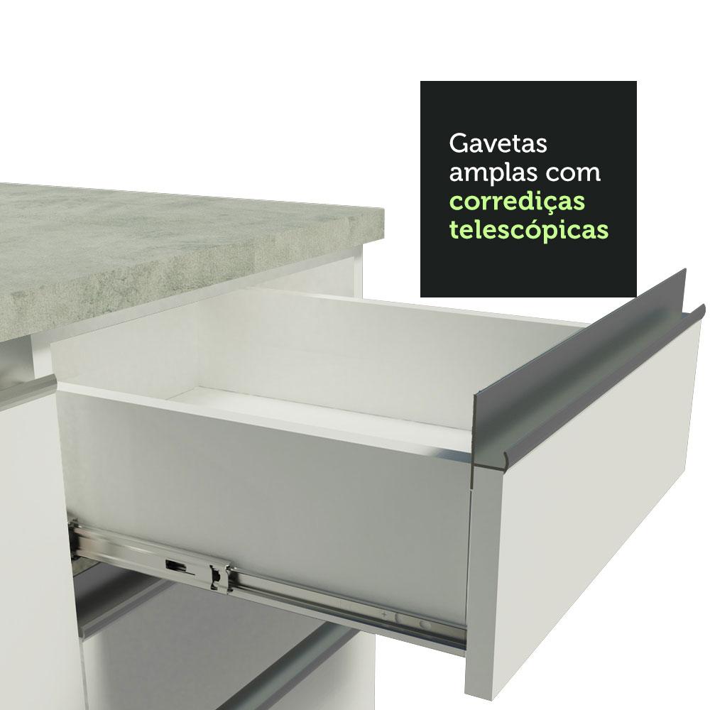 Balcão Gabinete de Pia Armário de Cozinha 120 cm 2 Portas e 3 Gavetas Branco Glamy Madesa