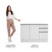 Balcão Gabinete de Pia Armário de Cozinha 120 cm 2 Portas e 3 Gavetas Branco Glamy Madesa
