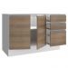 Balcão Gabinete de Pia Armário de Cozinha 120 cm 2 Portas e 3 Gavetas Branco/Rustic Glamy Madesa