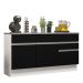 Balcão Gabinete de Pia Armário de Cozinha 150 cm 2 Gavetas 2 Portas (Com Tampo) Branco/Preto Glamy Madesa
