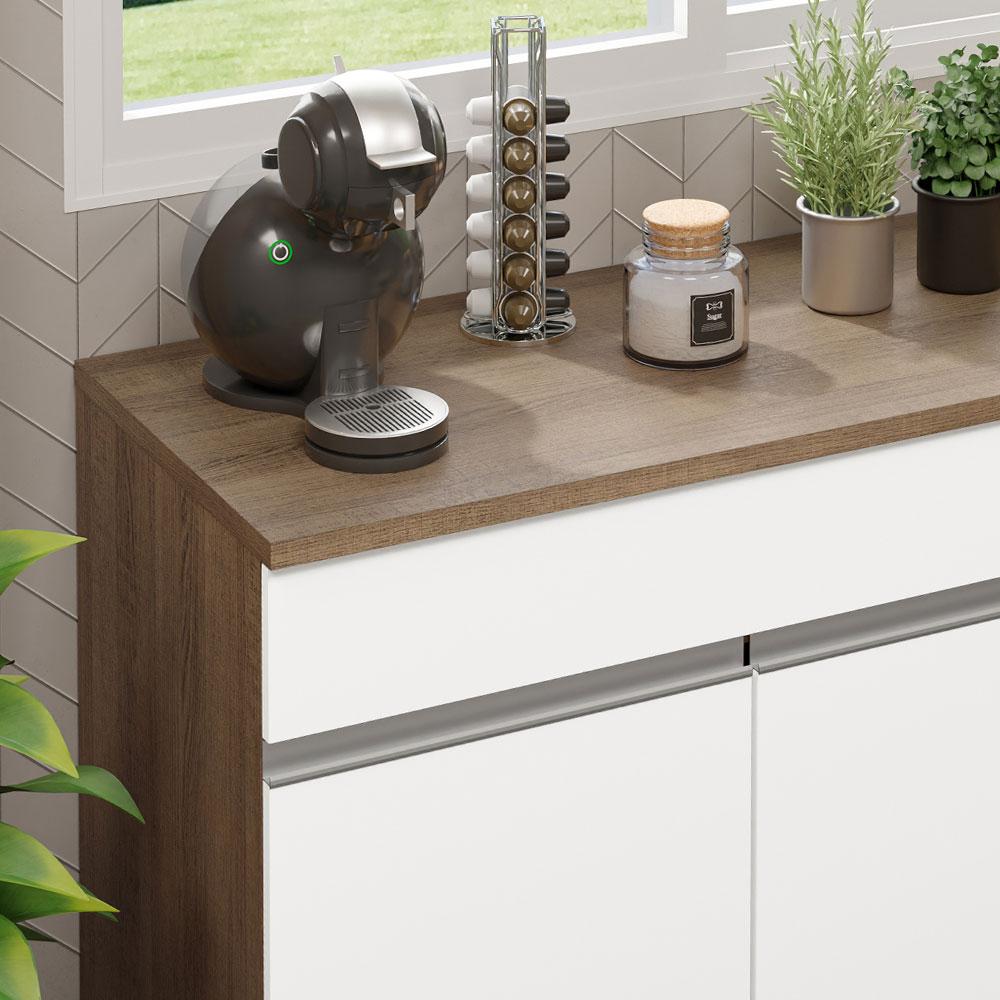Balcão Gabinete de Pia Armário de Cozinha 150 cm 2 Gavetas 2 Portas (Com Tampo) Rustic/Branco Glamy Madesa
