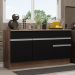 Balcão Gabinete de Pia Armário de Cozinha 150 cm 2 Gavetas 2 Portas (Com Tampo) Rustic/Preto Glamy Madesa