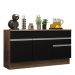 Balcão Gabinete de Pia Armário de Cozinha 150 cm 2 Gavetas 2 Portas (Com Tampo) Rustic/Preto Glamy Madesa