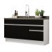 Balcão Gabinete de Pia Armário de Cozinha 150 cm 2 Gavetas 2 Portas (Sem Tampo e Pia) Branco/Preto Glamy Madesa