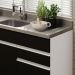 Balcão Gabinete de Pia Armário de Cozinha 150 cm 2 Gavetas 2 Portas (Sem Tampo e Pia) Branco/Preto Glamy Madesa