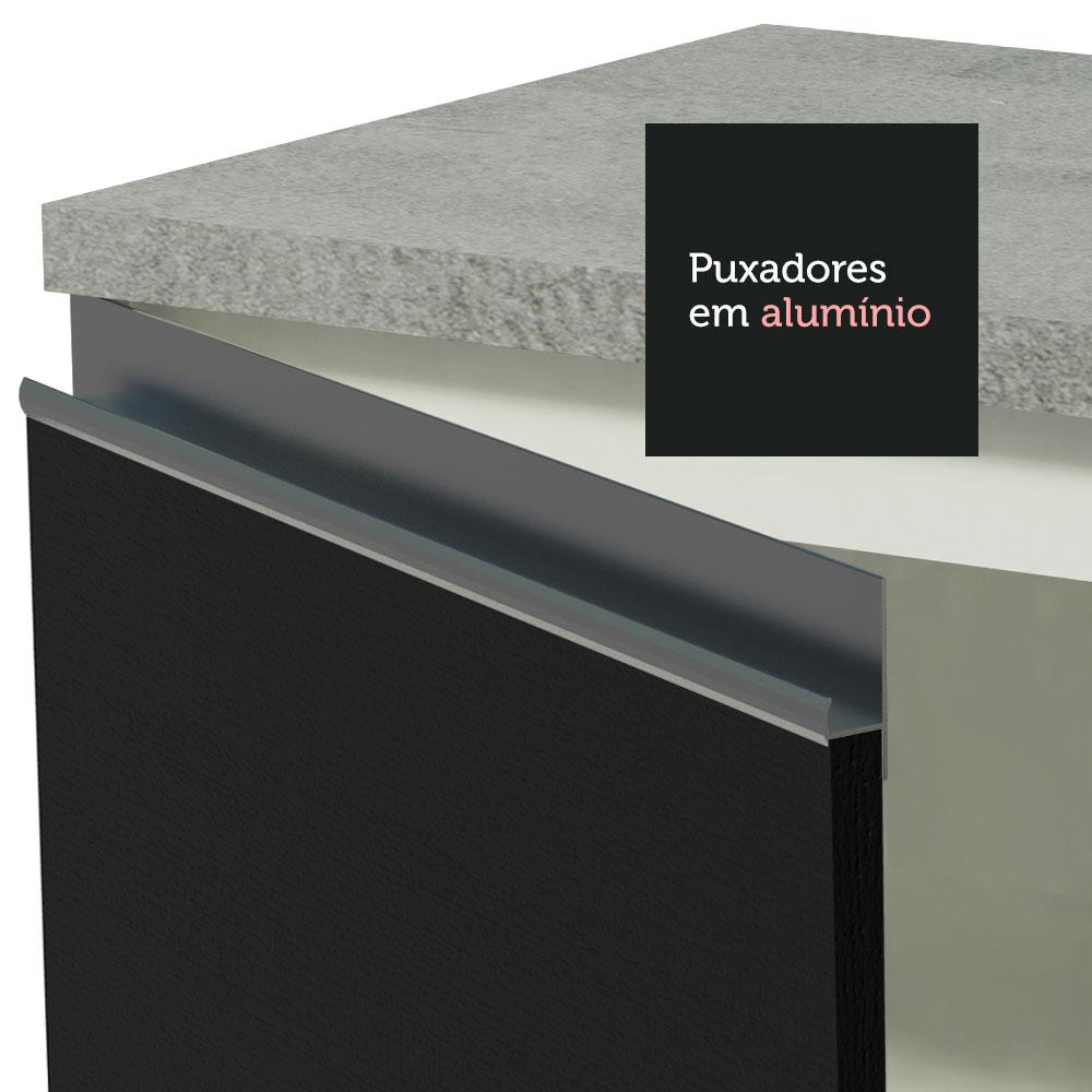 Balcão Gabinete de Pia Armário de Cozinha 150 cm 2 Gavetas 2 Portas (Sem Tampo e Pia) Branco/Preto Glamy Madesa