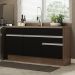 Balcão Gabinete de Pia Armário de Cozinha 150 cm 2 Gavetas 2 Portas (Sem Tampo e Pia) Rustic/Preto Glamy Madesa