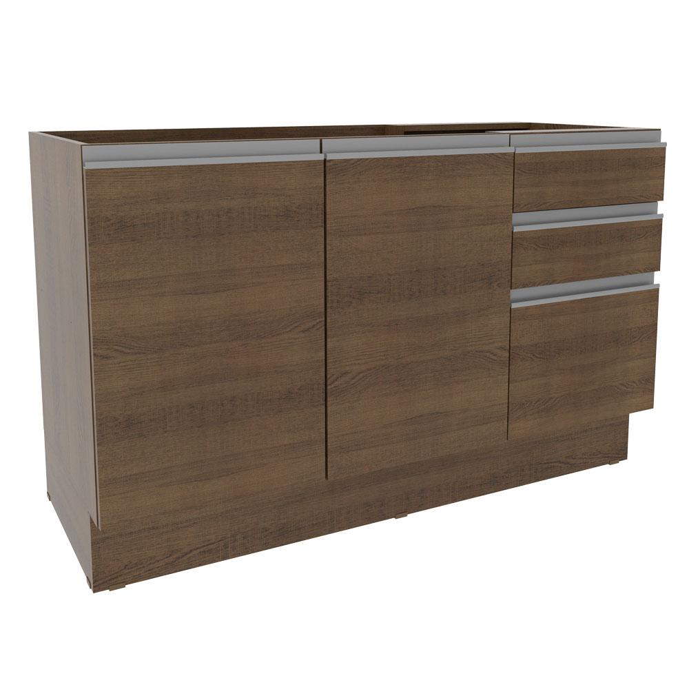 Balcão Gabinete de Pia Armário de Cozinha 2 Portas e 3 Gavetas + Porta-Talheres Glamy Madesa