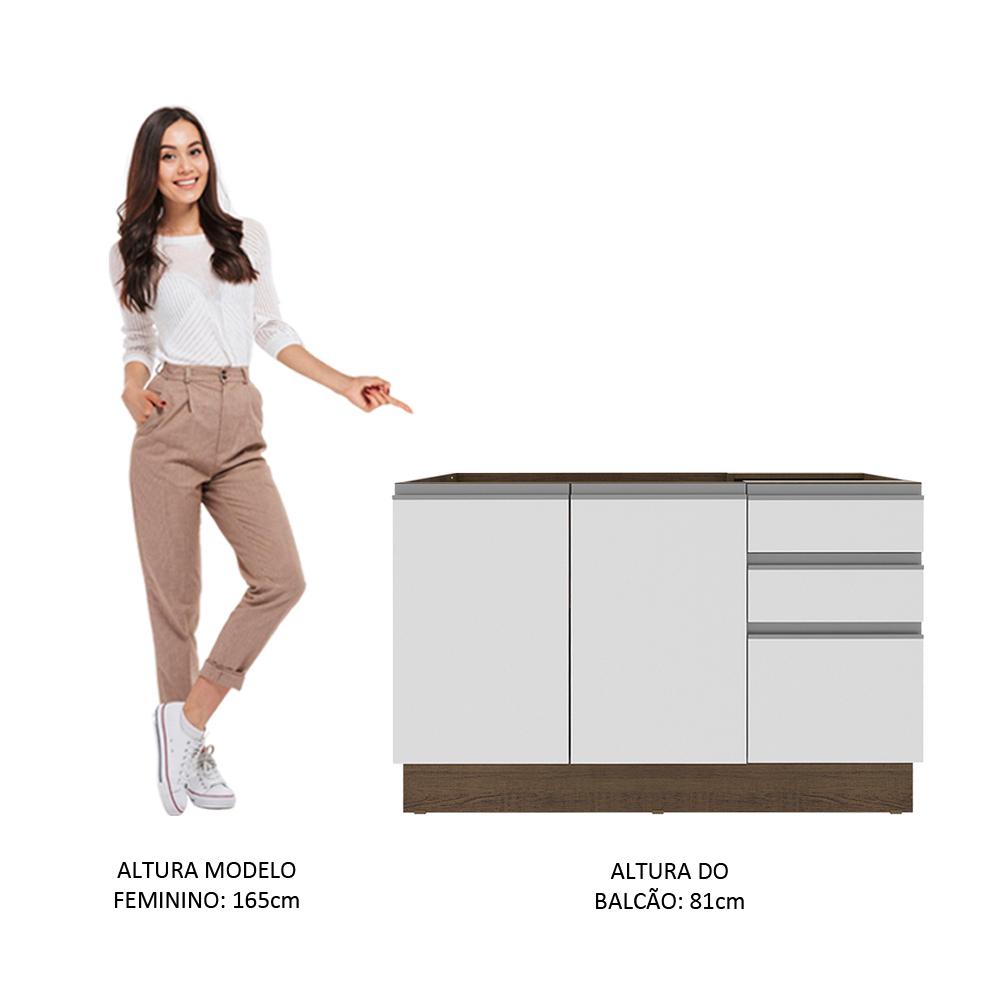 Balcão Gabinete de Pia Armário de Cozinha 2 Portas e 3 Gavetas Glamy Madesa