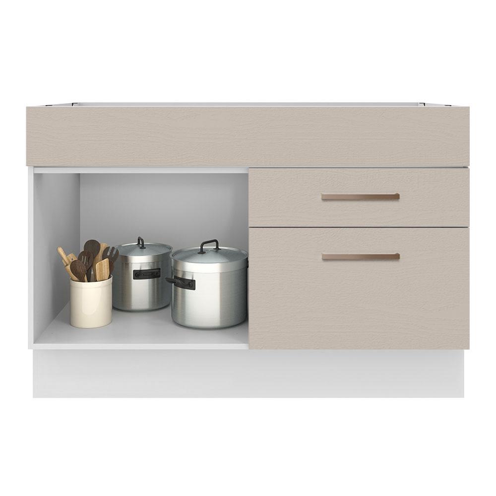 Balcão Gabinete de Pia Cozinha 1 Porta e 2 Gavetas Branco/Crema Agata Madesa