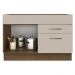 Balcão Gabinete de Pia Cozinha 1 Porta e 2 Gavetas Rustic/Crema Agata Madesa