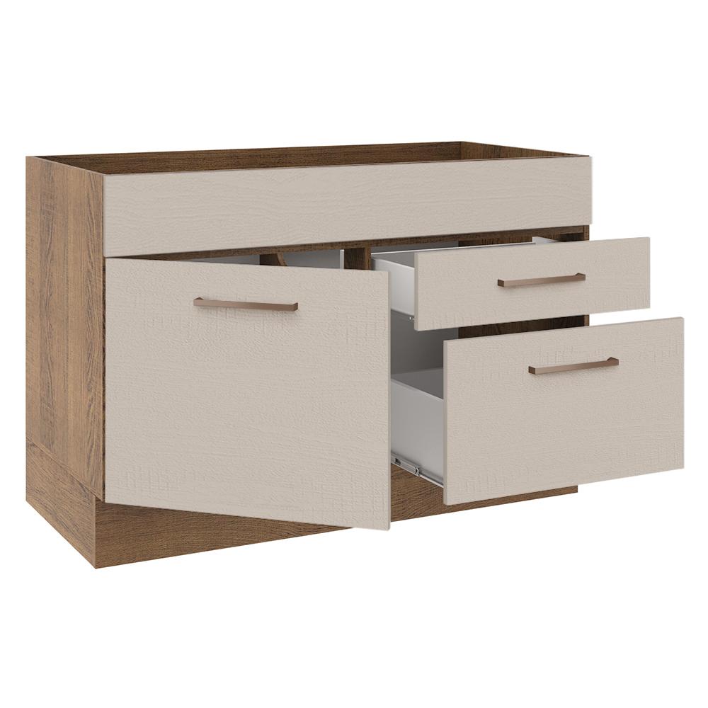 Balcão Gabinete de Pia Cozinha 1 Porta e 2 Gavetas Rustic/Crema Agata Madesa