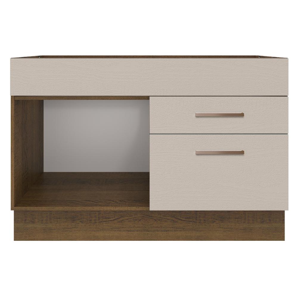 Balcão Gabinete de Pia Cozinha 1 Porta e 2 Gavetas Rustic/Crema Agata Madesa
