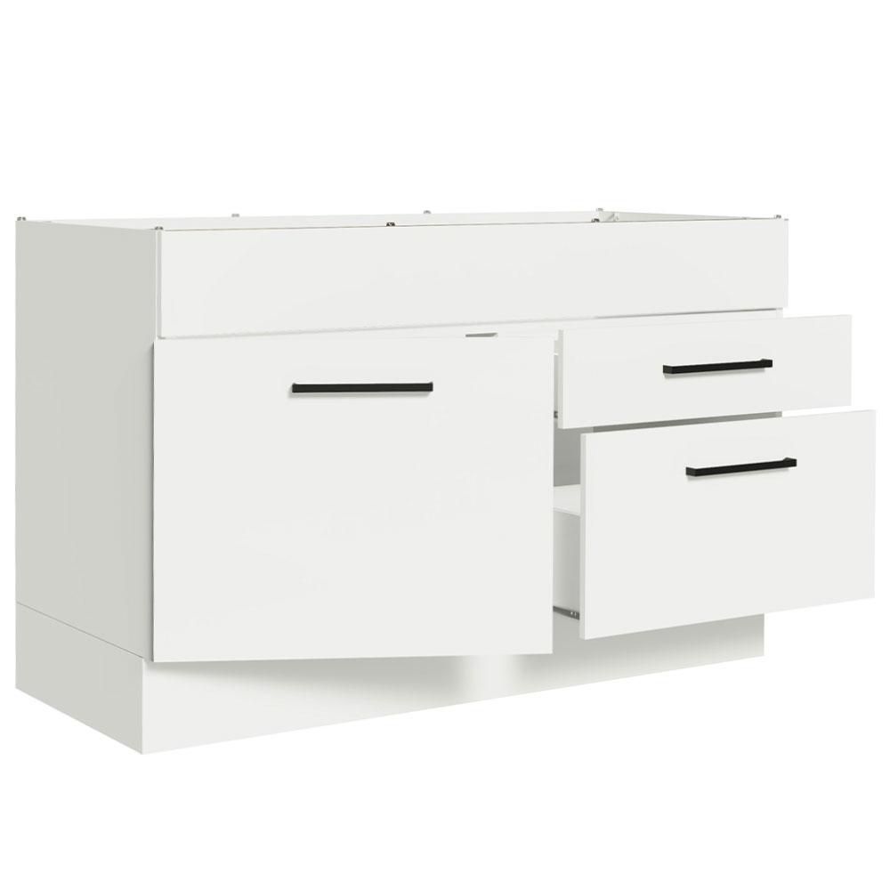 Balcão Gabinete de Pia Cozinha 120 x 60 cm 1 Porta 2 Gavetas Branco (Sem Tampo) Agata Madesa