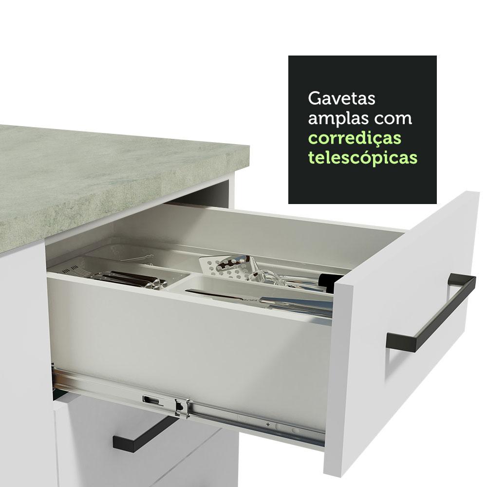 Balcão Gabinete de Pia Cozinha 120 x 60 cm 1 Porta 2 Gavetas Branco (Sem Tampo) Agata Madesa