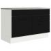 Balcão Gabinete de Pia Cozinha 120 x 60 cm 1 Porta 2 Gavetas Branco/Preto (Com Tampo) Agata Madesa