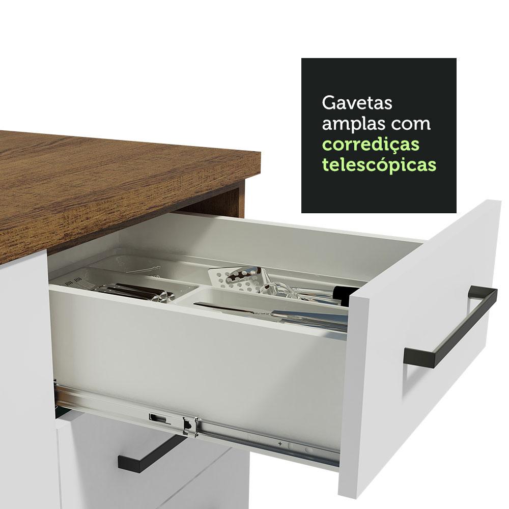 Balcão Gabinete de Pia Cozinha 120 x 60 cm 1 Porta 2 Gavetas Rustic/Branco (Sem Tampo) Agata Madesa