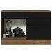 Balcão Gabinete de Pia Cozinha 120 x 60 cm 1 Porta 2 Gavetas Rustic/Preto (Com Tampo) Agata Madesa