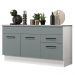 Balcão Gabinete de Pia Cozinha 150 cm 2 Gavetas 2 Portas (Com Tampo) Branco/Cinza Agata Madesa