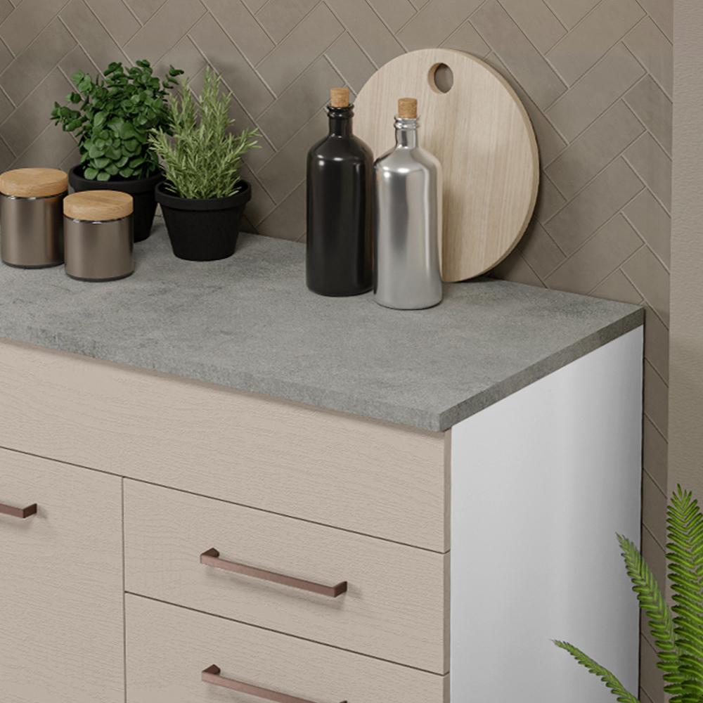 Balcão Gabinete de Pia Cozinha 150 cm 2 Gavetas 2 Portas (Com Tampo) Branco/Crema Agata Madesa