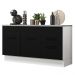 Balcão Gabinete de Pia Cozinha 150 cm 2 Gavetas 2 Portas (Com Tampo) Branco/Preto Agata Madesa