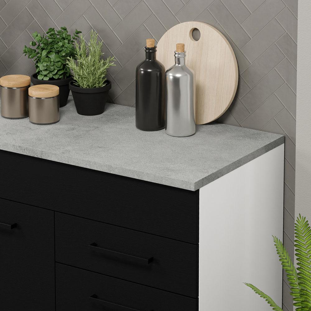 Balcão Gabinete de Pia Cozinha 150 cm 2 Gavetas 2 Portas (Com Tampo) Branco/Preto Agata Madesa