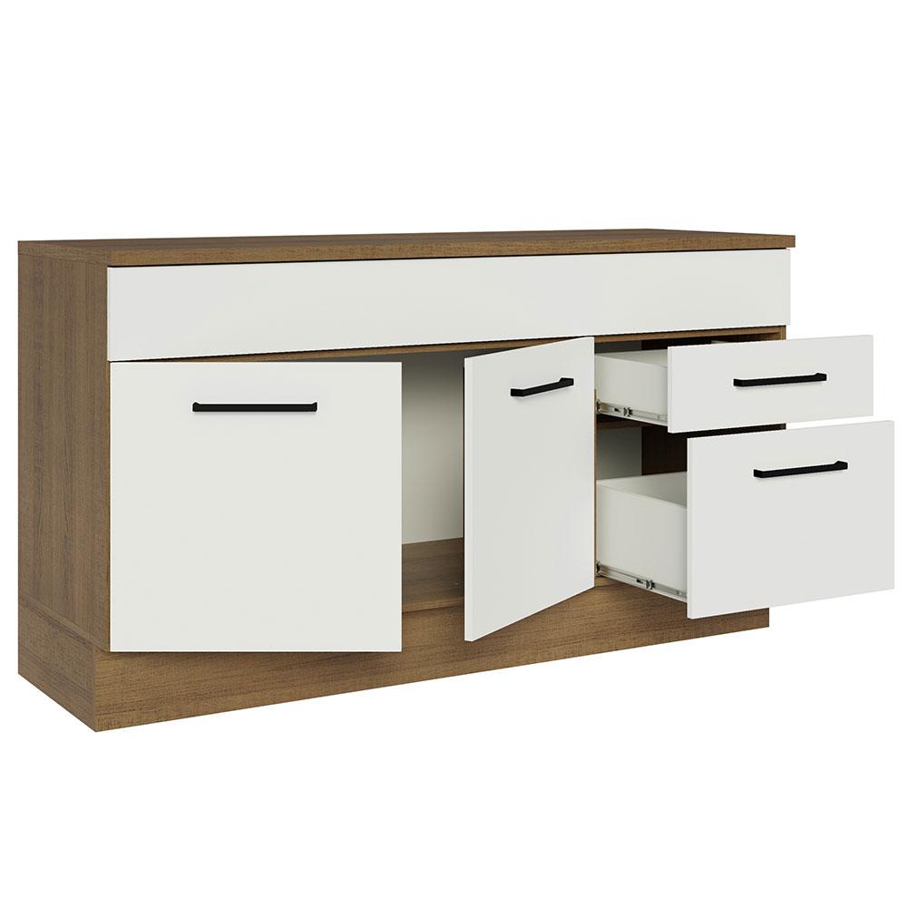 Balcão Gabinete de Pia Cozinha 150 cm 2 Gavetas 2 Portas (Com Tampo) Rustic/Branco Agata Madesa