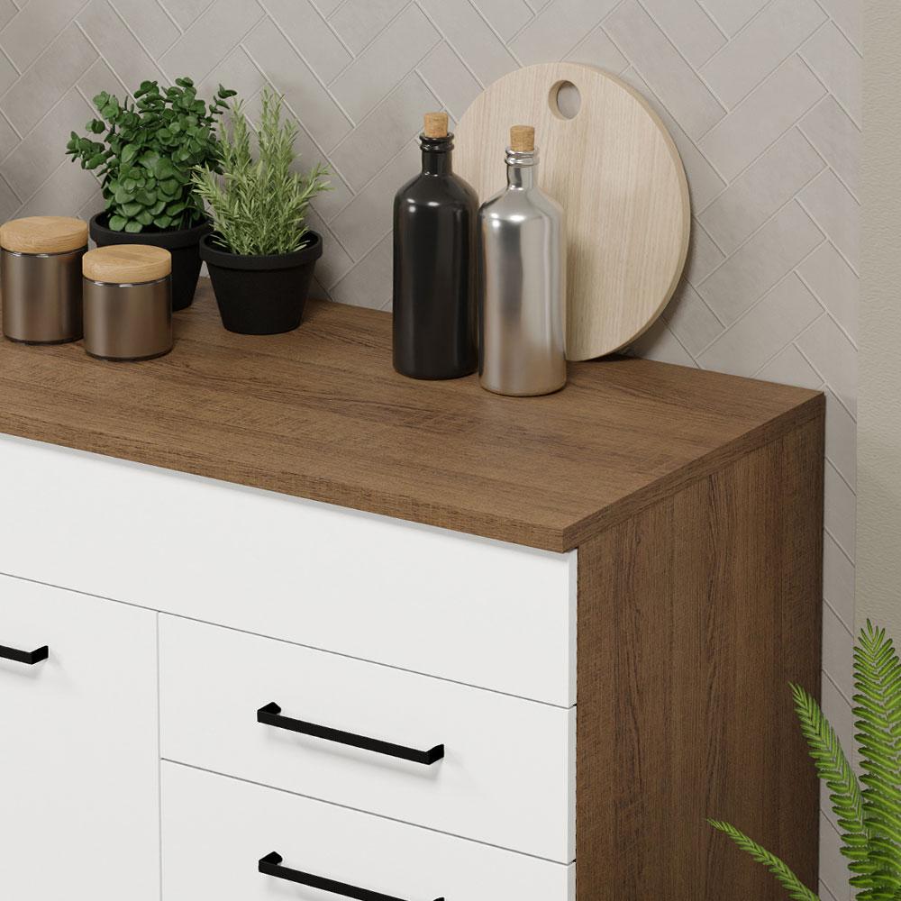 Balcão Gabinete de Pia Cozinha 150 cm 2 Gavetas 2 Portas (Com Tampo) Rustic/Branco Agata Madesa