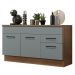 Balcão Gabinete de Pia Cozinha 150 cm 2 Gavetas 2 Portas (Com Tampo) Rustic/Cinza Agata Madesa