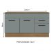 Balcão Gabinete de Pia Cozinha 150 cm 2 Gavetas 2 Portas (Com Tampo) Rustic/Cinza Agata Madesa