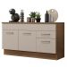 Balcão Gabinete de Pia Cozinha 150 cm 2 Gavetas 2 Portas (Com Tampo) Rustic/Crema Agata Madesa