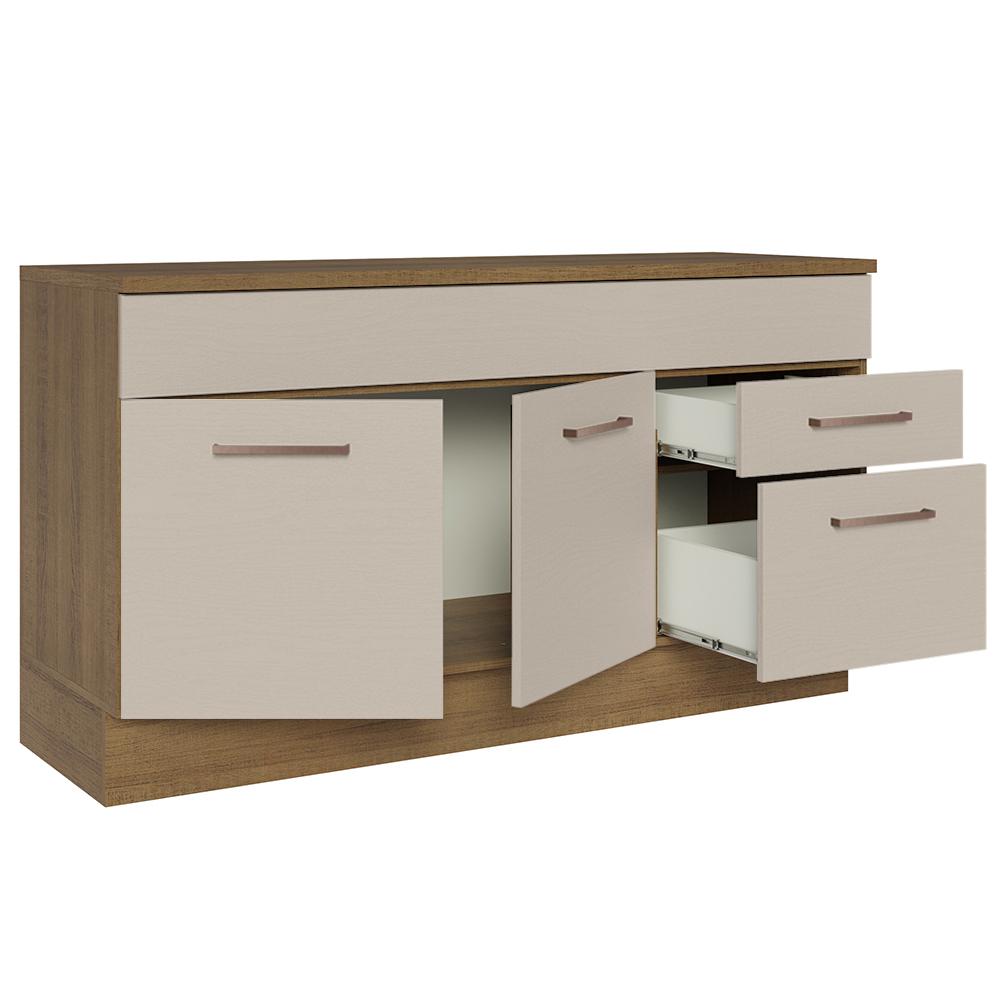 Balcão Gabinete de Pia Cozinha 150 cm 2 Gavetas 2 Portas (Com Tampo) Rustic/Crema Agata Madesa