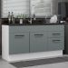 Balcão Gabinete de Pia Cozinha 150 cm 2 Portas e 2 Gavetas (Sem Tampo e Pia) Branco/Cinza Agata Madesa