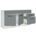 Balcão Gabinete de Pia Cozinha 150 cm 2 Portas e 2 Gavetas (Sem Tampo e Pia) Branco/Cinza Agata Madesa