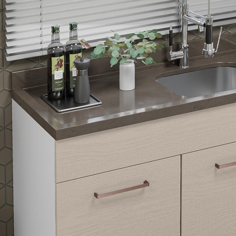 Balcão Gabinete de Pia Cozinha 150 cm 2 Portas e 2 Gavetas (Sem Tampo e Pia) Branco/Crema Agata Madesa