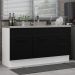 Balcão Gabinete de Pia Cozinha 150 cm 2 Portas e 2 Gavetas (Sem Tampo e Pia) Branco/Preto Agata Madesa