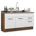 Balcão Gabinete de Pia Cozinha 150 cm 2 Portas e 2 Gavetas (Sem Tampo e Pia) Rustic/Branco Agata Madesa