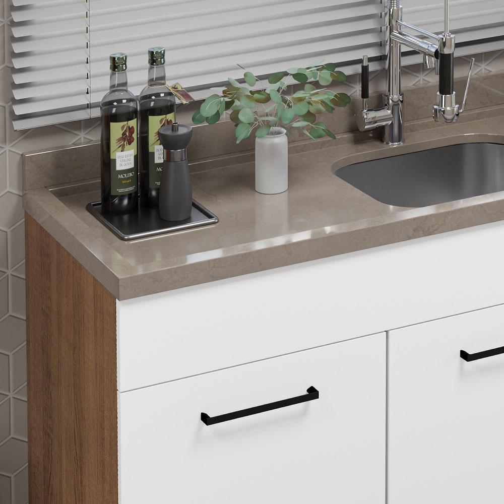 Balcão Gabinete de Pia Cozinha 150 cm 2 Portas e 2 Gavetas (Sem Tampo e Pia) Rustic/Branco Agata Madesa