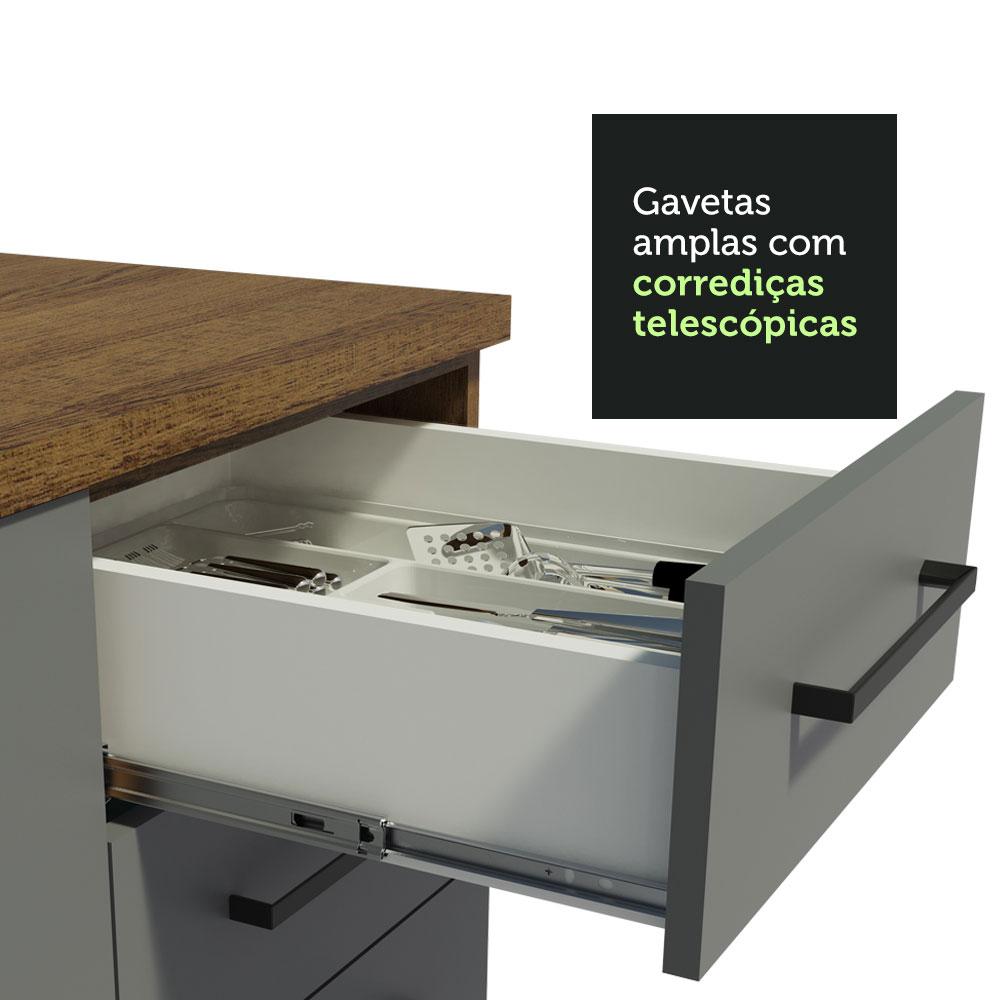 Balcão Gabinete de Pia Cozinha 150 cm 2 Portas e 2 Gavetas (Sem Tampo e Pia) Rustic/Cinza Agata Madesa
