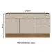 Balcão Gabinete de Pia Cozinha 150 cm 2 Portas e 2 Gavetas (Sem Tampo e Pia) Rustic/Crema Agata Madesa