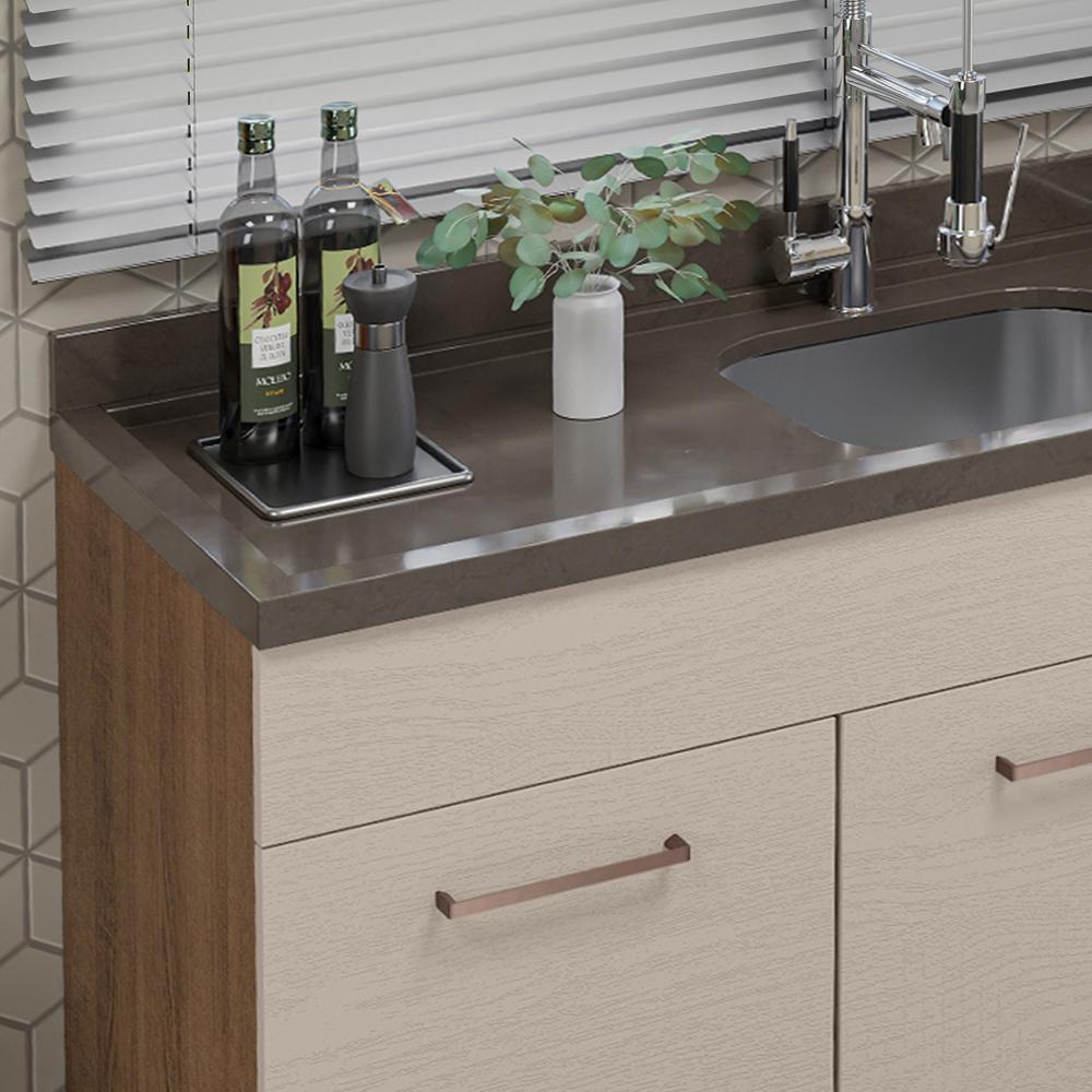 Balcão Gabinete de Pia Cozinha 150 cm 2 Portas e 2 Gavetas (Sem Tampo e Pia) Rustic/Crema Agata Madesa
