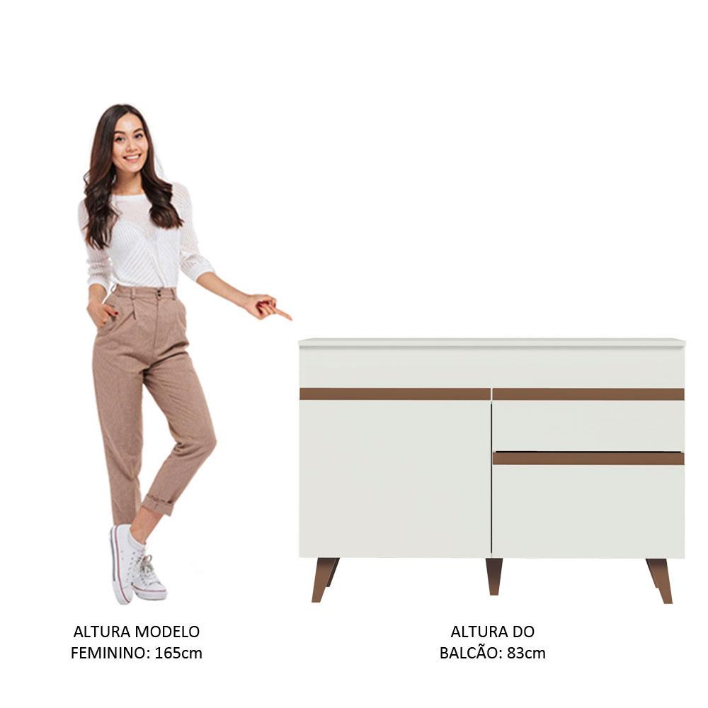 Balcão Gabinete de Pia Cozinha 2 Portas 1 Gaveta Branco Reims Madesa