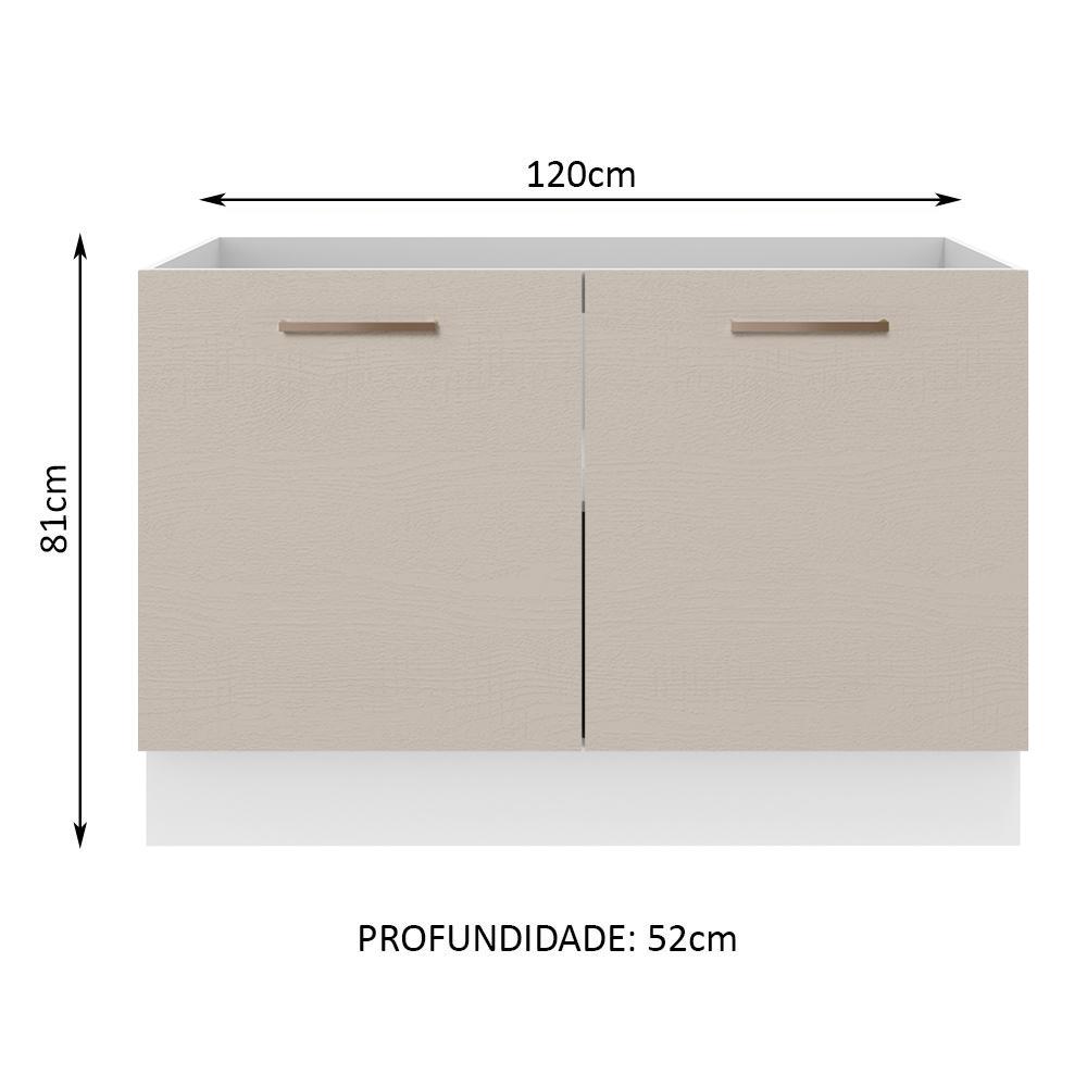 Balcão Gabinete de Pia Cozinha 2 Portas Branco/Crema Agata Madesa