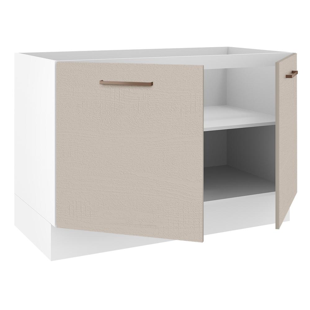 Balcão Gabinete de Pia Cozinha 2 Portas Branco/Crema Agata Madesa
