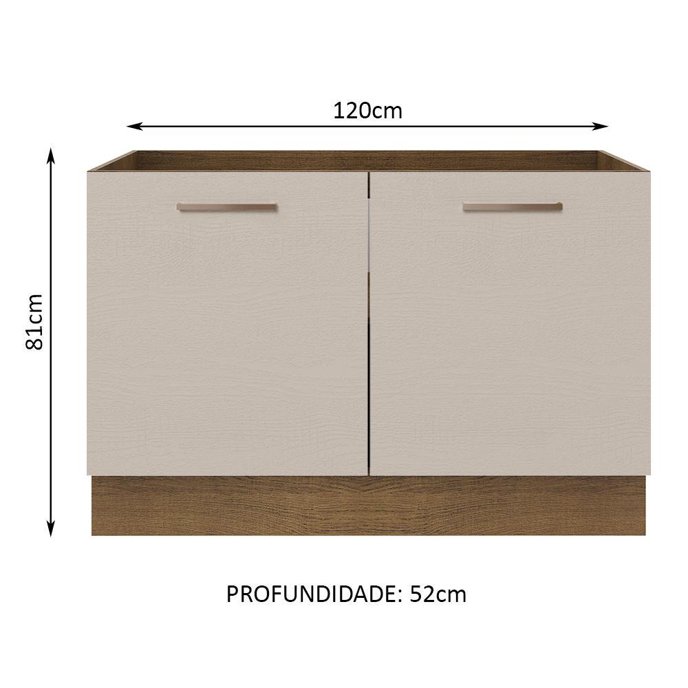 Balcão Gabinete de Pia Cozinha 2 Portas Rustic/Crema Agata Madesa