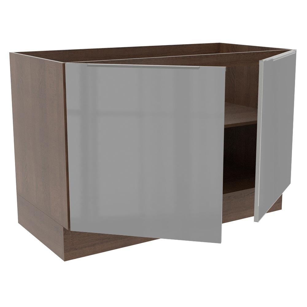 Balcão Gabinete de Pia Madesa Lux 120 cm 2 Portas - Rustic/Cinza