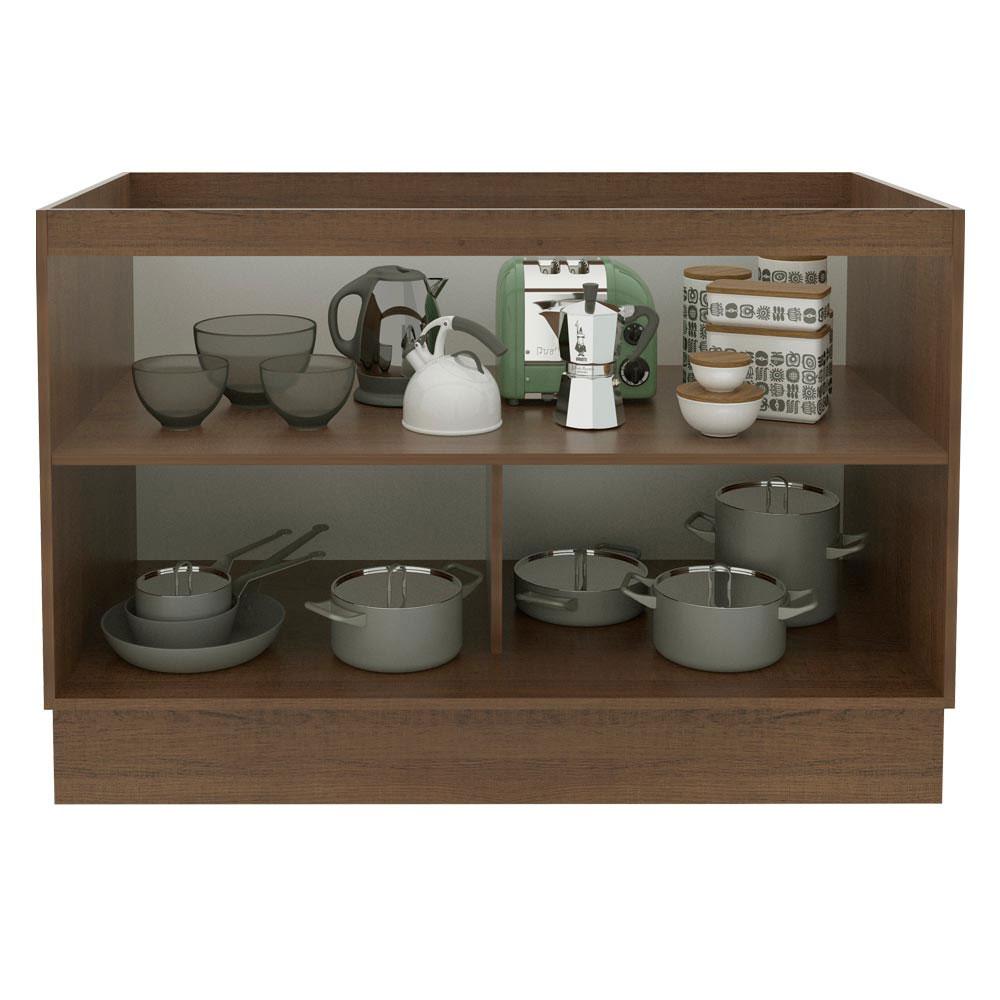 Balcão Gabinete de Pia Madesa Lux 120 cm 2 Portas - Rustic/Preto